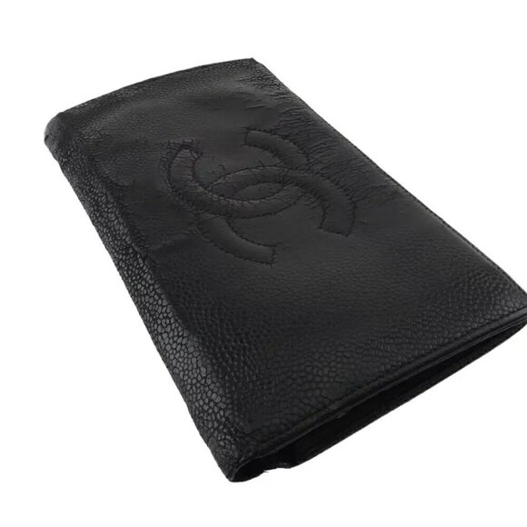 CHANEL Wallet Coco Mark Caviar Skin Authentic USED L3683 - Picture 10 of 11